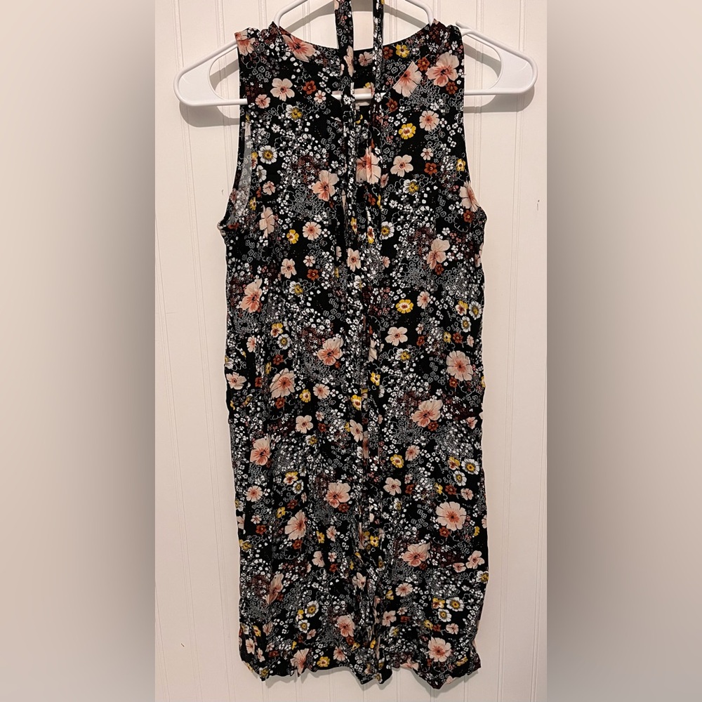 LOFT Black Floral Mini Dress